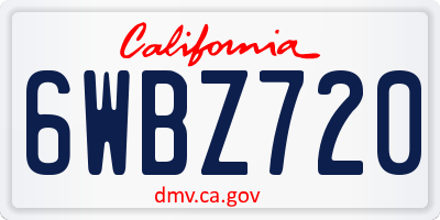 CA license plate 6WBZ720