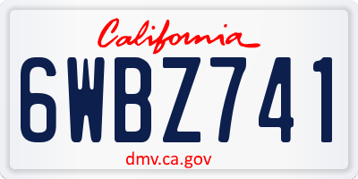 CA license plate 6WBZ741