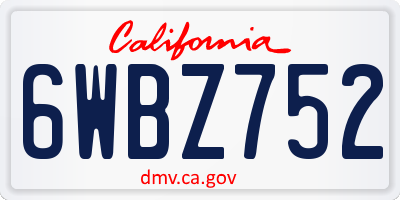 CA license plate 6WBZ752