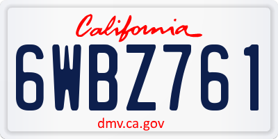 CA license plate 6WBZ761