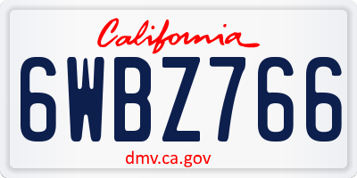 CA license plate 6WBZ766