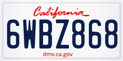 CA license plate 6WBZ868