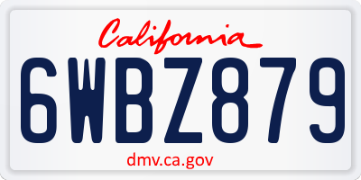 CA license plate 6WBZ879