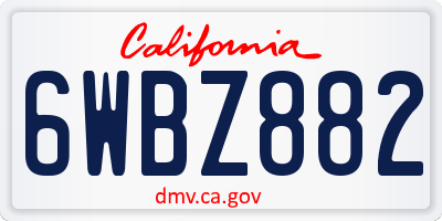 CA license plate 6WBZ882