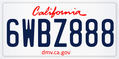 CA license plate 6WBZ888