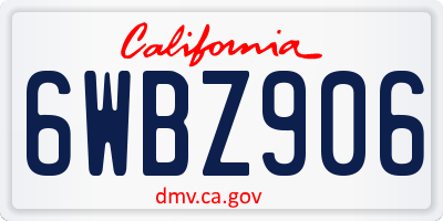 CA license plate 6WBZ906