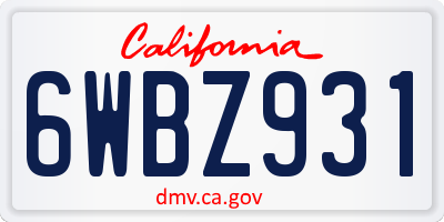 CA license plate 6WBZ931