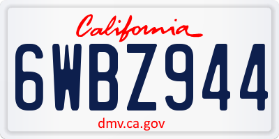 CA license plate 6WBZ944
