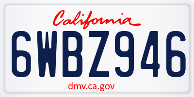CA license plate 6WBZ946