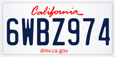 CA license plate 6WBZ974