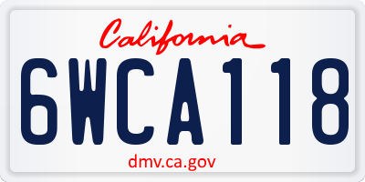 CA license plate 6WCA118