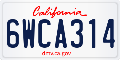 CA license plate 6WCA314
