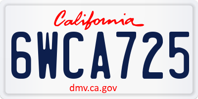 CA license plate 6WCA725