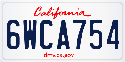 CA license plate 6WCA754