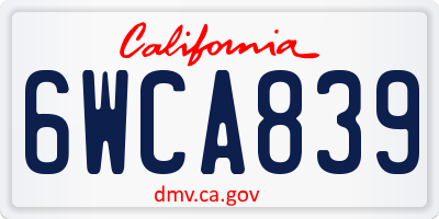 CA license plate 6WCA839