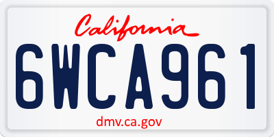 CA license plate 6WCA961