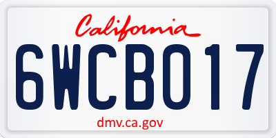 CA license plate 6WCB017