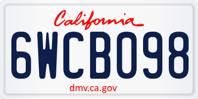CA license plate 6WCB098