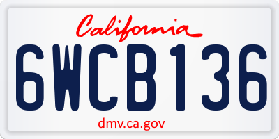 CA license plate 6WCB136