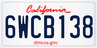 CA license plate 6WCB138