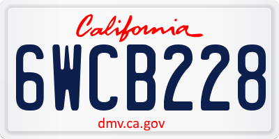 CA license plate 6WCB228