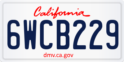 CA license plate 6WCB229