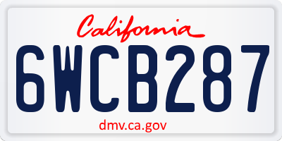 CA license plate 6WCB287