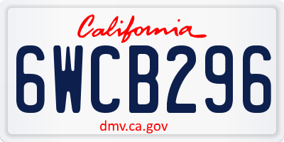 CA license plate 6WCB296