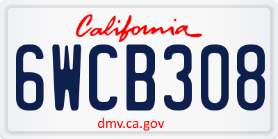 CA license plate 6WCB308