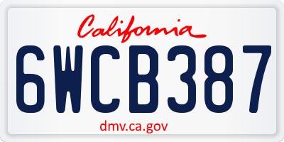 CA license plate 6WCB387
