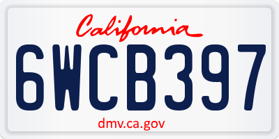 CA license plate 6WCB397