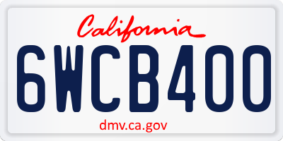 CA license plate 6WCB400