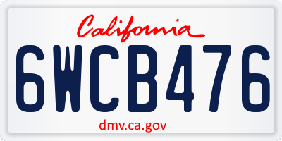 CA license plate 6WCB476