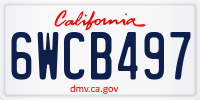 CA license plate 6WCB497