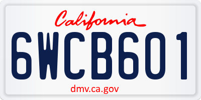 CA license plate 6WCB601