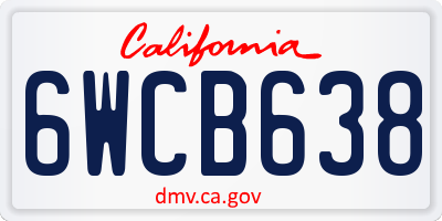 CA license plate 6WCB638