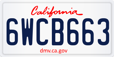 CA license plate 6WCB663