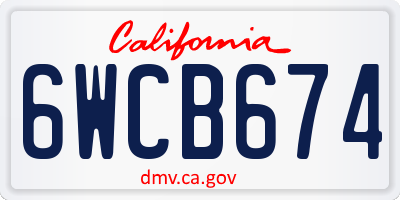 CA license plate 6WCB674