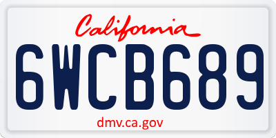 CA license plate 6WCB689