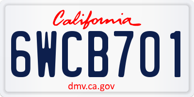 CA license plate 6WCB701