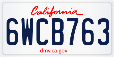 CA license plate 6WCB763