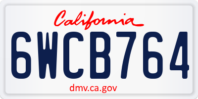 CA license plate 6WCB764