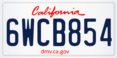 CA license plate 6WCB854