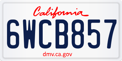 CA license plate 6WCB857