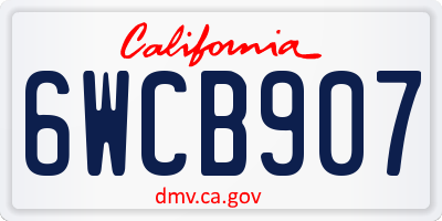 CA license plate 6WCB907