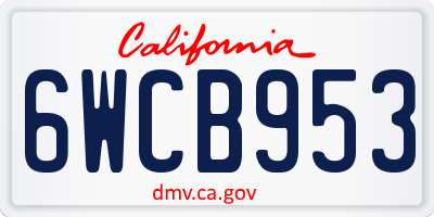 CA license plate 6WCB953