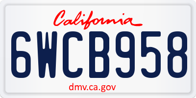 CA license plate 6WCB958