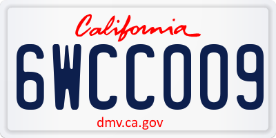CA license plate 6WCC009