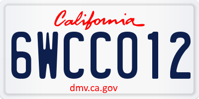 CA license plate 6WCC012