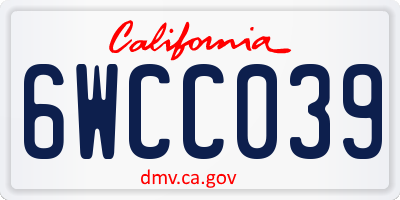 CA license plate 6WCC039